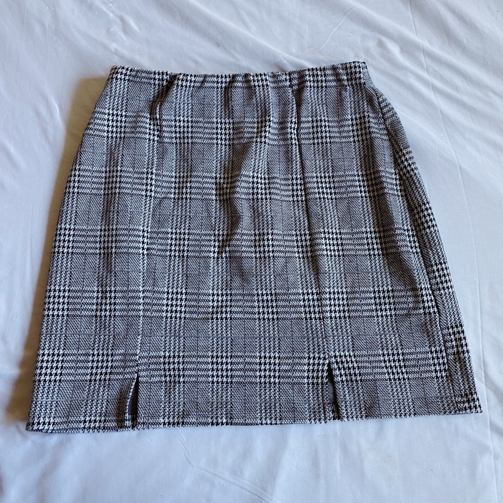 B&w gingham pattern mini skirt